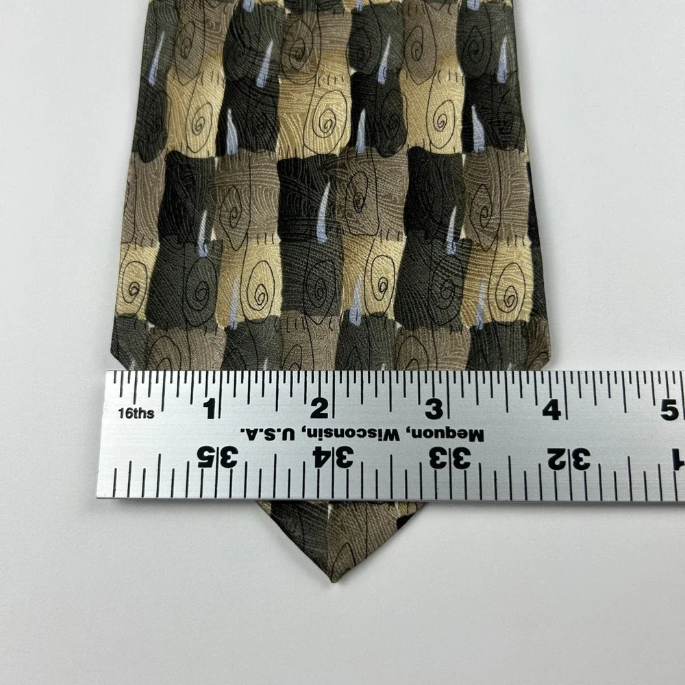 Vintage 1996 J‎ Garcia Like a Twittering Machine Olive Geometric 100% Silk Tie